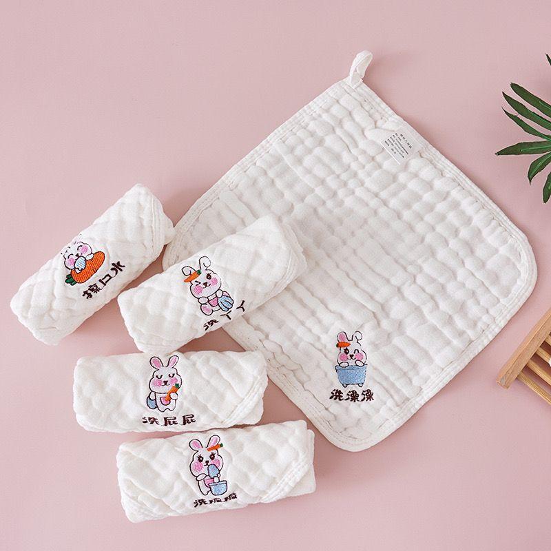 5pcs Set of Unique Six-layer High-density Pure Cotton Gauze Face Towel Towel Can Be Hung On the Wall Small Square Towel