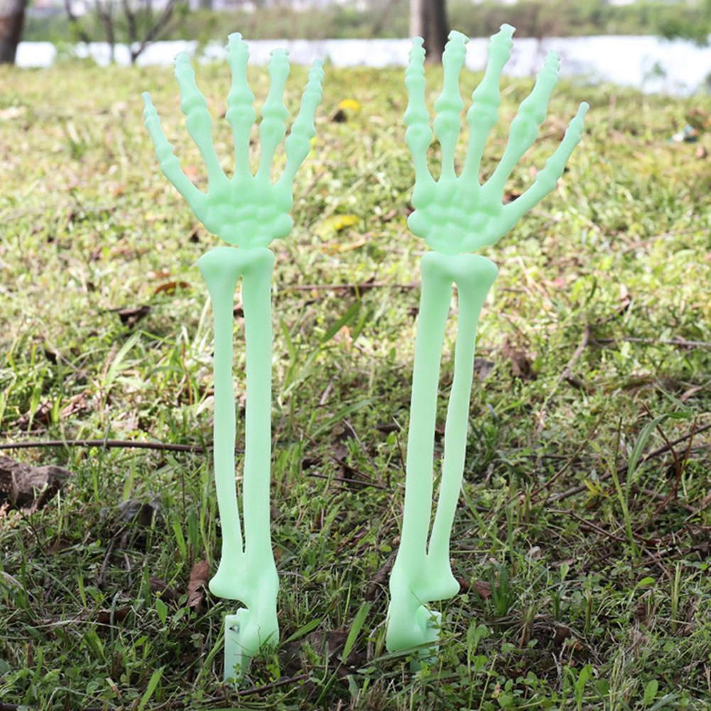 Halloween Realistic Skeleton Hand Ground Stake Light Up Foldable Reusable Halloween Bone Prop Cemetery Skeleton Hand Yard Decoration