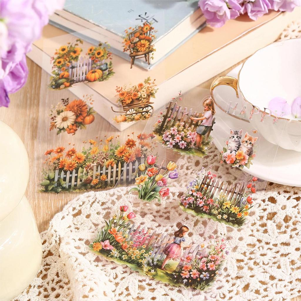 Wonderful Day PET Sticker Book: Secret Garden Series for Retro Journal DIY (20 Sheets)