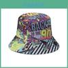 Primavera/verão 2024 Novo Chapéu de Pescador Graffiti Retrô Anos 80 90 Chapéu Bucket Para Festa Disco Para Homens M(56-58cm)