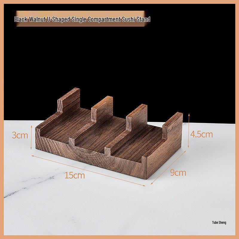Sushi Tray U-Shaped Solid Wood Nori Holder - Creative Japanese Cuisine Plating Dish for Hand Roll and Taco Presentation