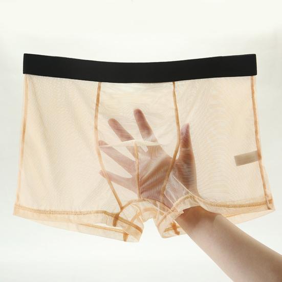 Pánské boxerky se středním pasem, pohodlný střih, vysoká elasticita, šortky, kalhotky, krajková síťovina, bezešvé spodní prádlo