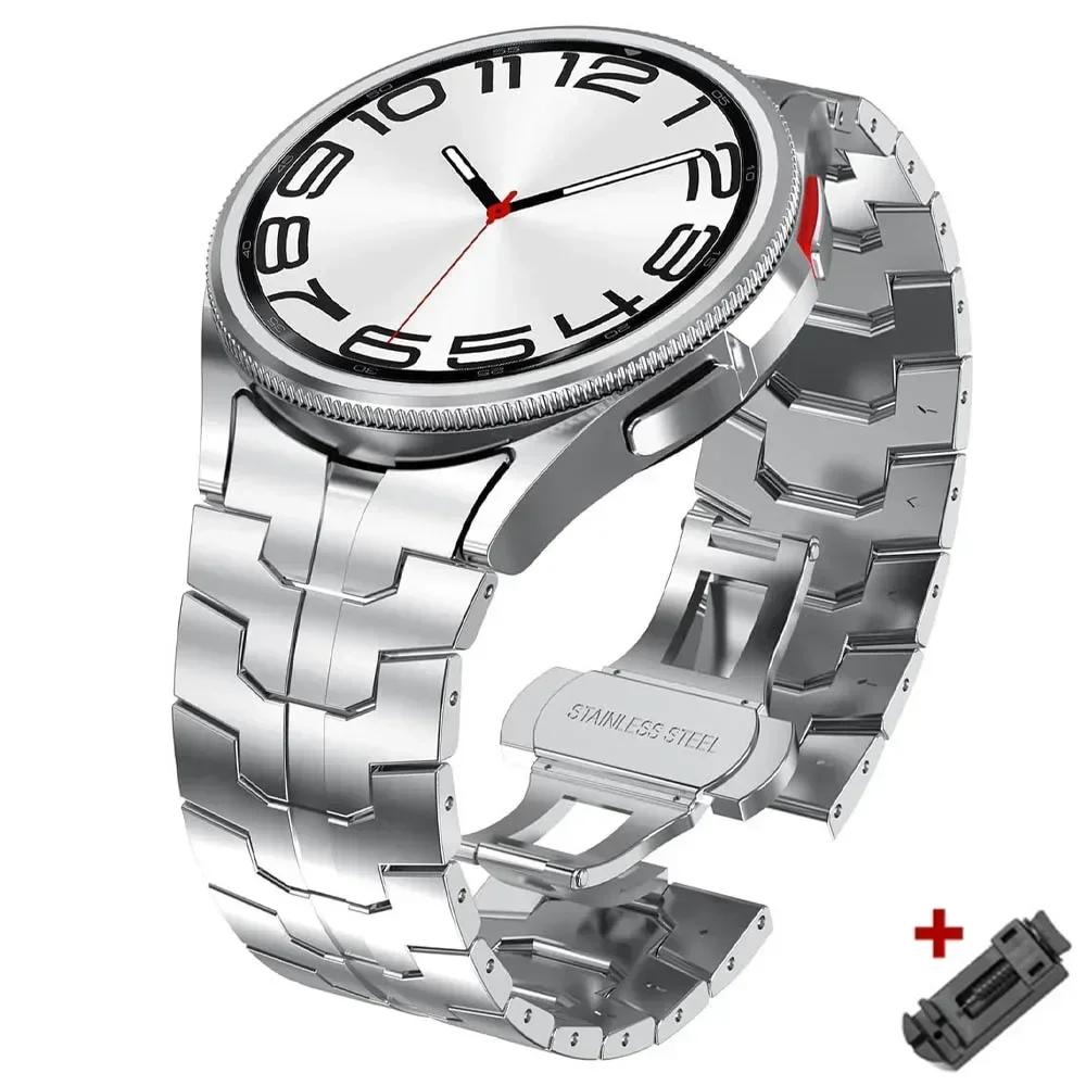 

No Gaps Stainless Steel Strap For Samsung Galaxy Watch 7/FE/6 Classic 43mm 47mm 40 44mm Band For 5Pro 45mm Luxury Metal Bracelet Galaxy Watch FE 40mm срібний