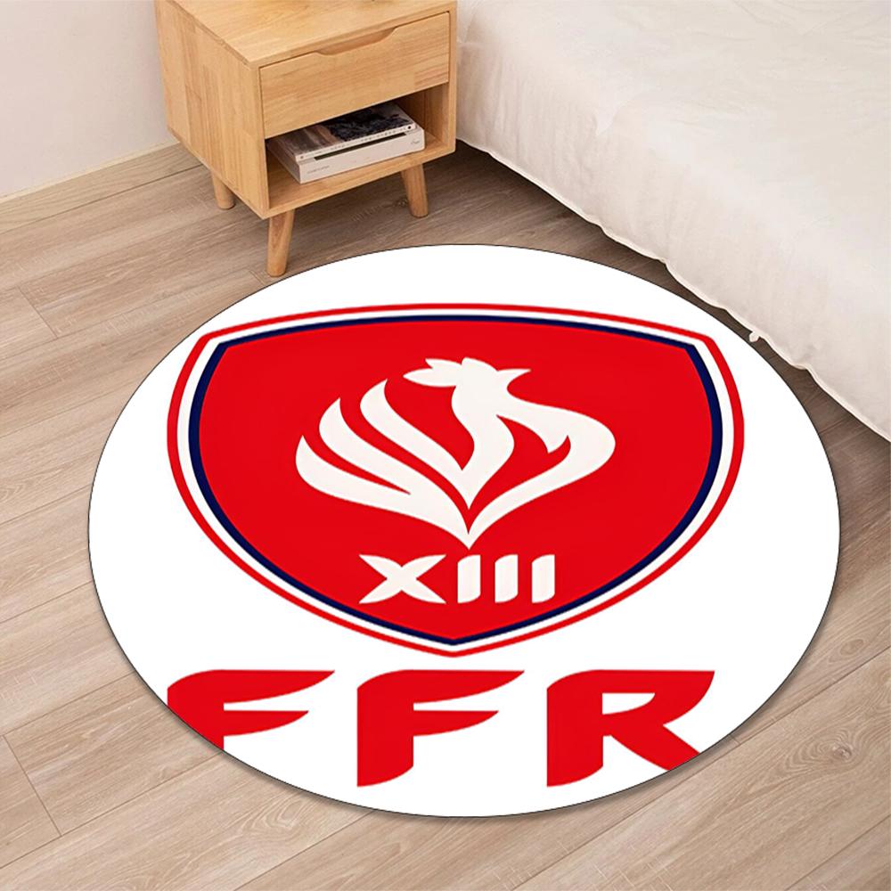 France Rugby Printed Round Rug Carpet Chair Rug Area Rug Entryway Doormats,for Office Chair Living Room Bedroom Kitchen Room.