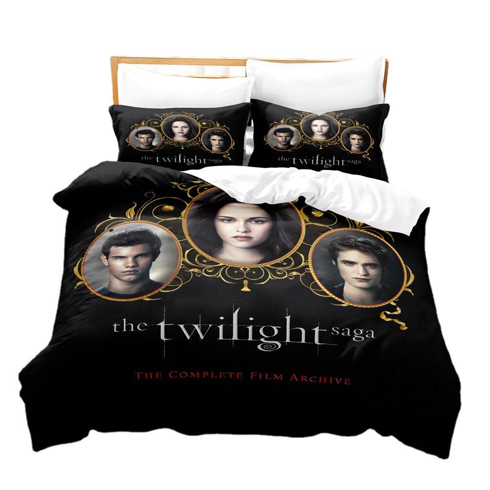 Twilight 3D Printing Three-Piece Digital Quilt Cover Home Textile Sheet Kit Active Printing And Dyeing