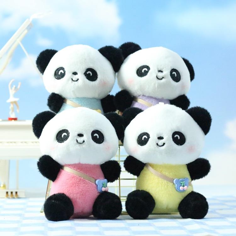 Soft Cuddly And Cartoon Panda Plush Toy Keychain Creative Bag Accessory For Kids