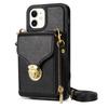 For iPhone 11 6.1 Inch PU Leather Coated TPU Card Slot Phone Case Kickstand Crossbody Zipper Cover
