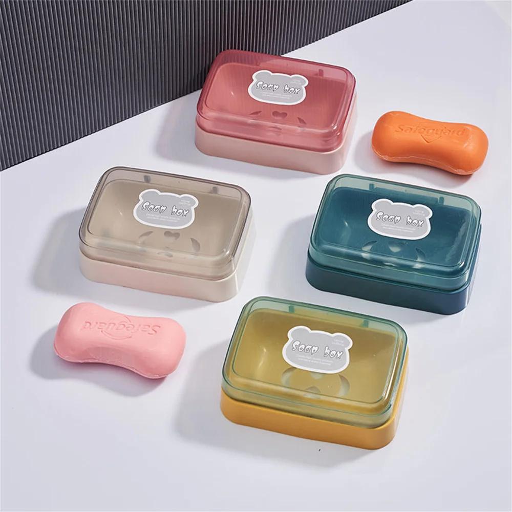 Portable Soap Dish with Lid - Plastic Travel Soap Holder, Keeps Soap Dry for Bathroom Home Outdoor