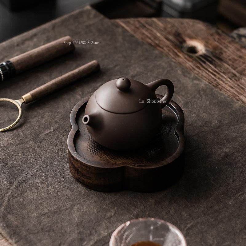 Tea Art Tools Sandalwood Pot Bearing Japanese Black Whole Wood Solid Wood Dry Brewing Table Small Tea Table/pot Holder/pad/plate