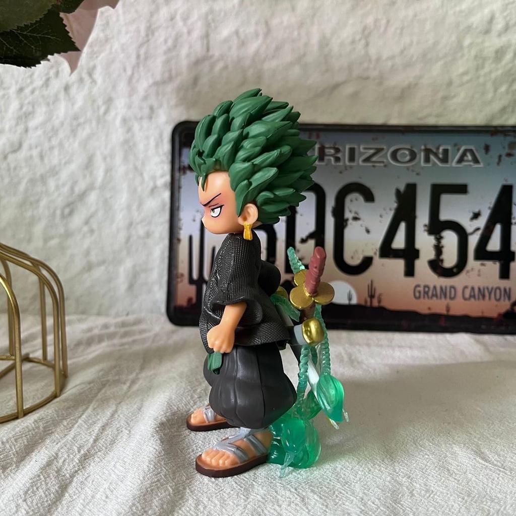Q Version Zoro Anime Statue Zoro Hero One Piece Roronoa Zoro Approx 15cm PVC Action Figure [Used]