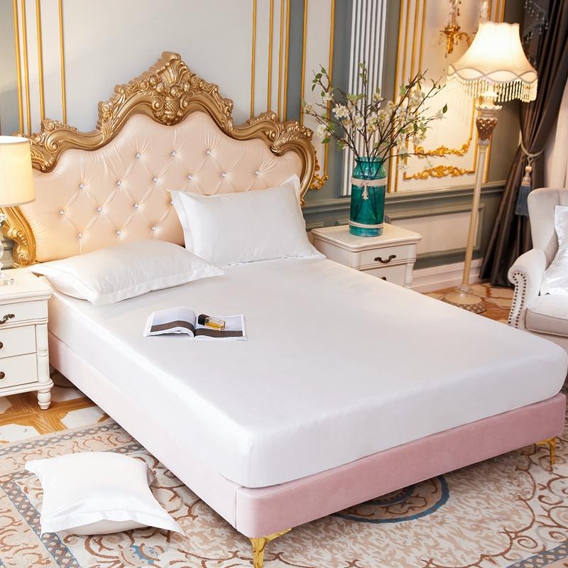 Ice Silk Satin Bed Sheets: Solid Color Three-Piece Set – Imitation Silk Mattress Protector.