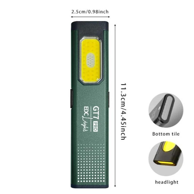 Magnetic Work Light 5 Light Modes 32g Ultra Lightweight EDC Portable Clip On ST7 PRO Flashlight for Outdoor Repair with Silicone Switch Magnetic Base