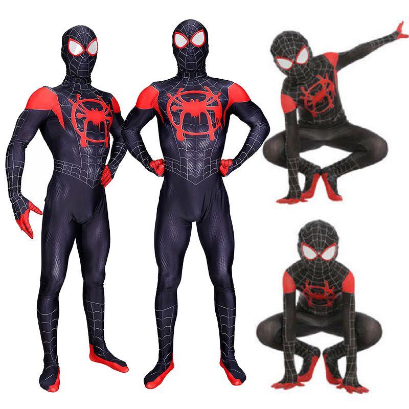 Spider Into The Spider-verse Lycra Spandex Kids Adult Costume With Exquisite Detail