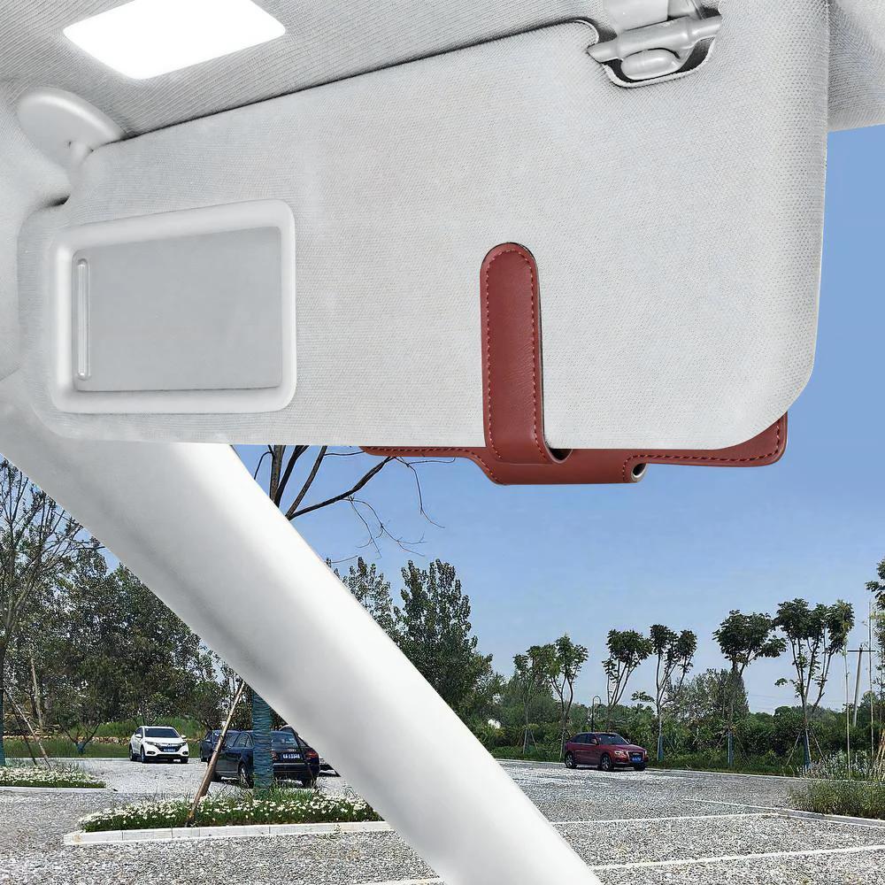 Car Sticker Tesla 1/2Pcs Car Glasses Clip Sun Visor Sunglasses Leather Storage Case For Tesla Model 3 Y S X Roadster Cybertruck