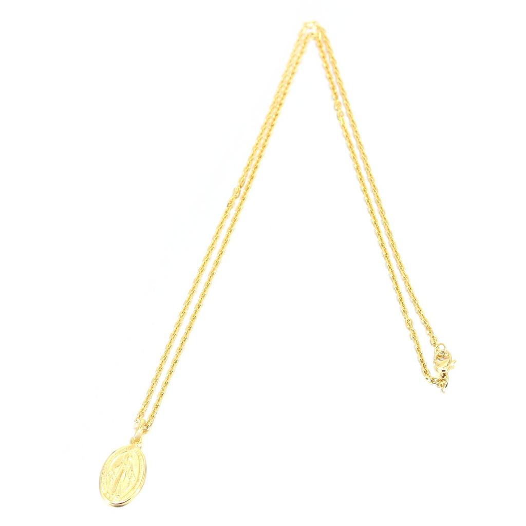 24K Halskette vergoldet Maria Münze Silber 925 Medaille Goldkette Choker [STERNE] Herren