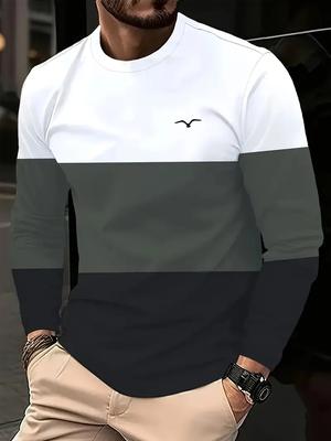 Herr Casual Långärmad Rundhals T-shirt Normal Passform