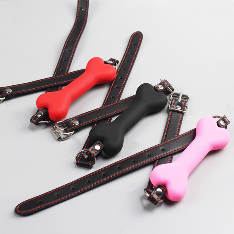 Solid Silicone Cute Dog Bone Ball Gag Mouth Plug Mask BDSM