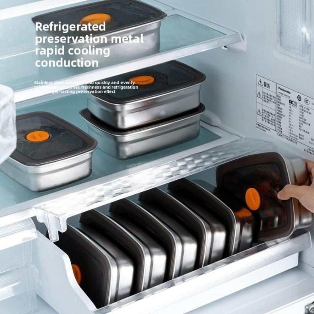 Stainless Steel Bento Box Sealed Refrigerator Freezer Storage Box Camping Lunch Box Camp Supplies