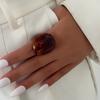 Ingemark Minimalism Brown Smooth Resin Wide Rings Women Retro Irregular Geometric Finger Accessorie 2026 New Year Party Jewelry