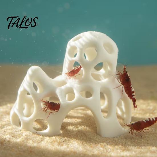 Natural Underwater Landscape 3D Printed Aquarium Shrimp Cave, Hollow Out Fish Tank Shelter, Aquatic Plant Decoration Safe Hideout for Hiding, Resting,