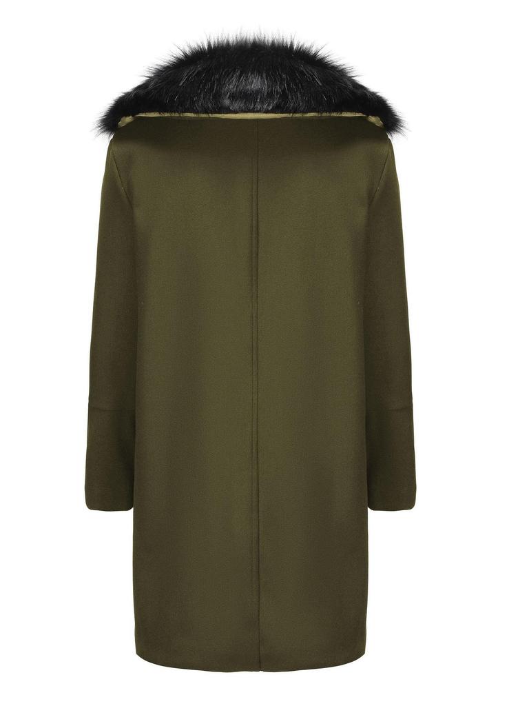 Men's Plus Size Double-Breasted Fur Collar Wool Coat