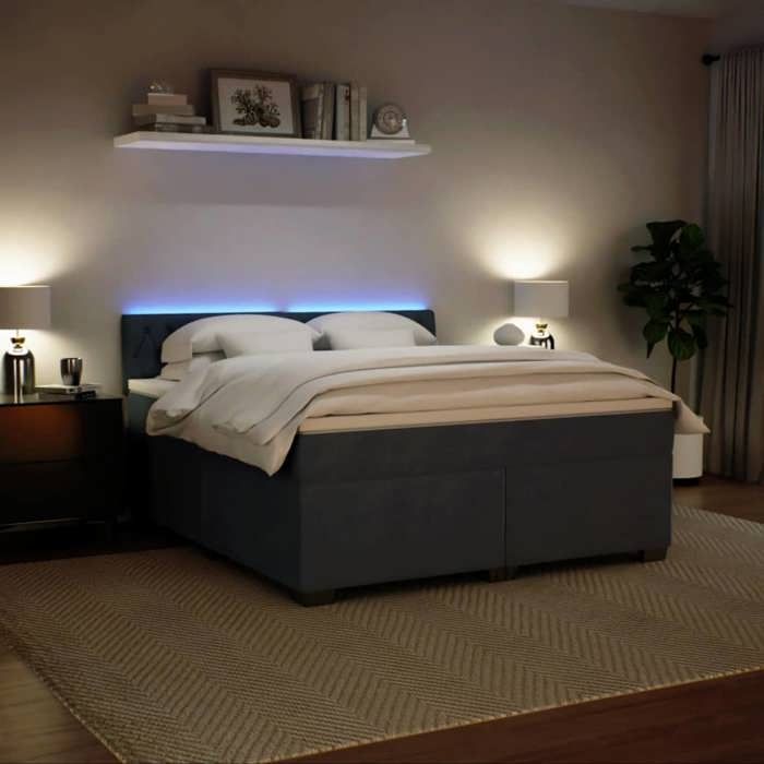 Maison Exclusive - Sommier à lattes de lit et matelas Gris foncé 180x200cm Velours