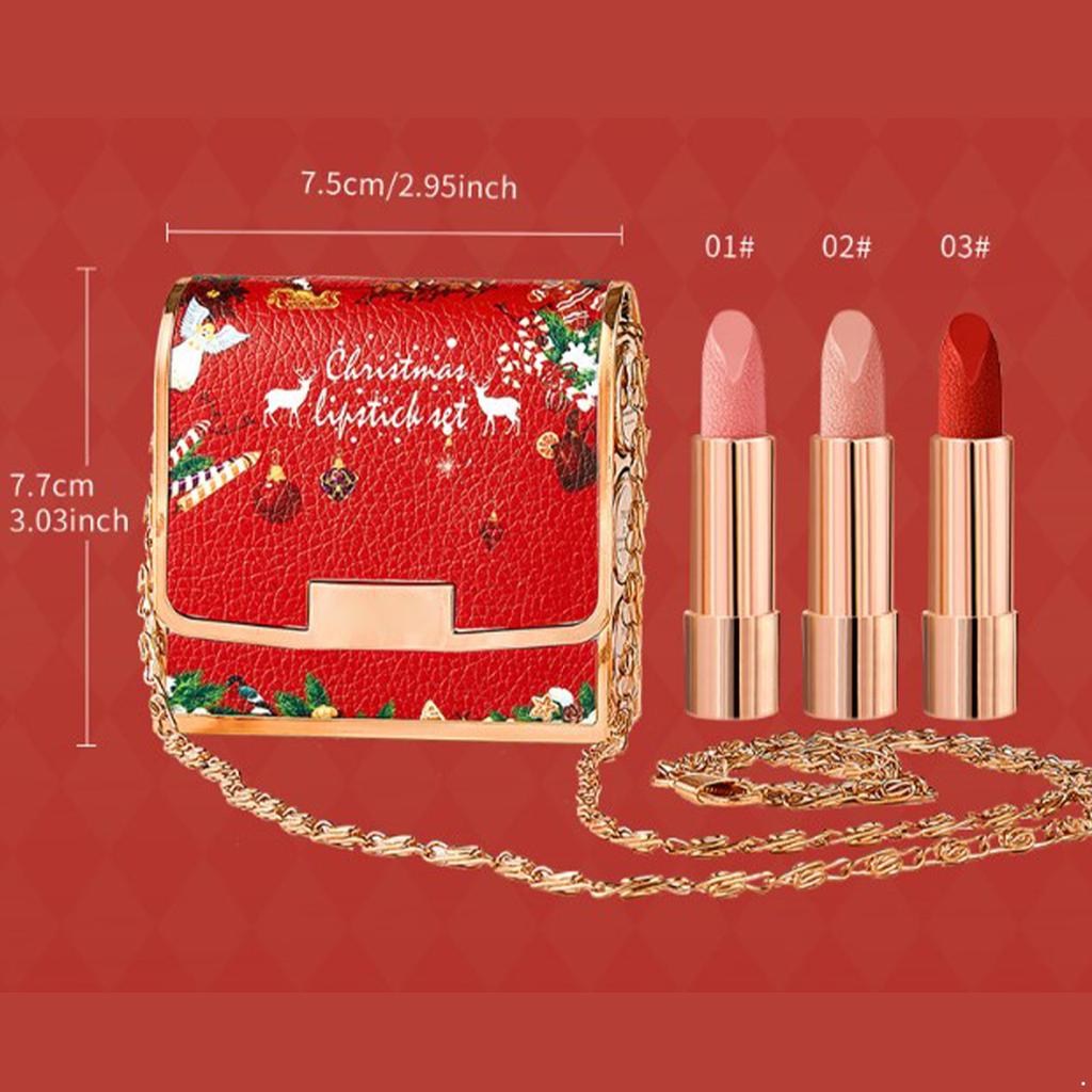 1 Set 3 Stück Weihnachten Lippenstift Lippenbalsam Lang anhaltend Feuchtigkeitsspendend Nährend Hydratisierend Lippenpflege Lipgloss