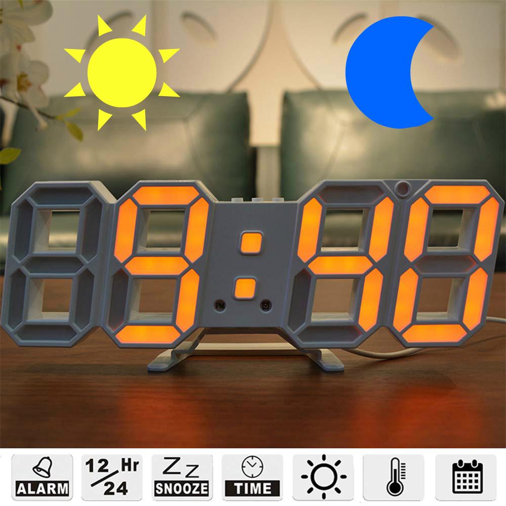 Digitale 3D LED Wanduhr Wecker Snooze 12/24 Stunden Anzeige Digitale 3D LED Wanduhr Wecker Snooze 12/24 Stunden Anzeige