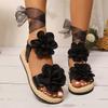Women'S Stylish Summer Sandals with White Floral Accents