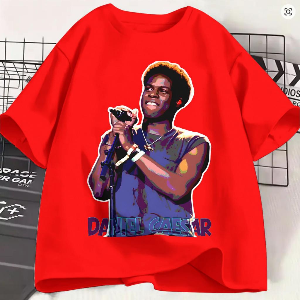 Daniel Caesar Tshirt Summer Hippie T Shirts Unisexs Cotton Crewneck Oversized Clothes Short Sleeve Y2k Fun Tops