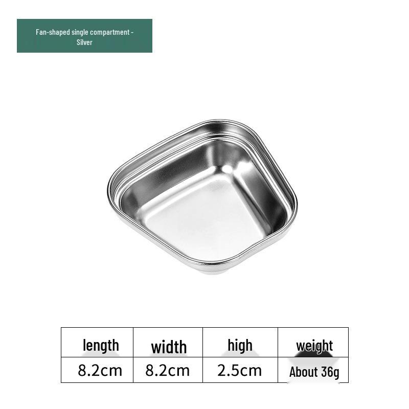 Golden Korean-Style Two/Three-Compartment Sauce Dishes – 304 Stainless Steel for Kimchi, Barbecue, and Hot Pot Seasoning.