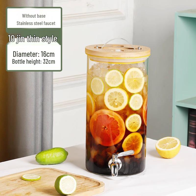 Glass Beverage Dispenser: High-Temperature Resistant Lemonade, Tea, and Juice Container