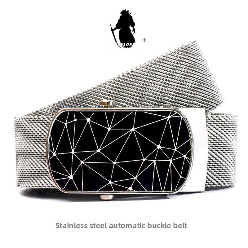Belt men stainless steel automatic buckle metal belt youth outdoor belt 100CM