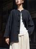 Women Chinese Style Bat Sleeve Jackets Button Solid Color Vintage Linen Coats Pockets Stand Autumn Women Loose Jackets