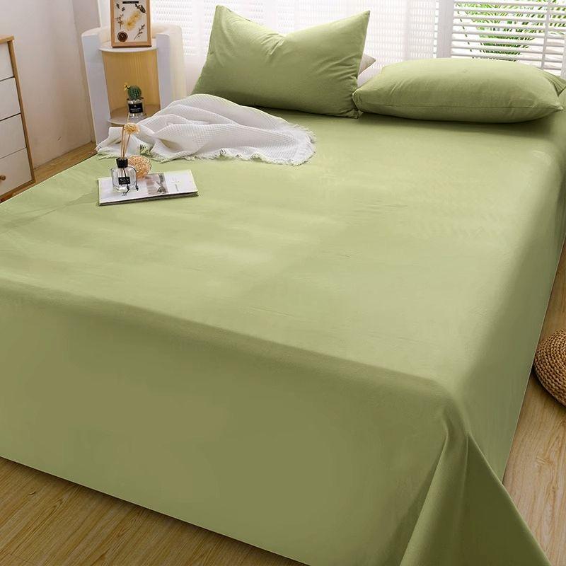 Ins Solid Color Minimalist Skin-friendly Full Coverage Bed Sheet for Single & Double Student Dormitory