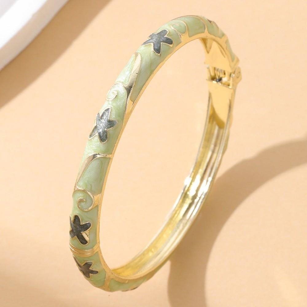 Colourful Floral Cloisonne Bracelet Gold Color Cloisonne Bangle Retro Enamel Bracelet Women