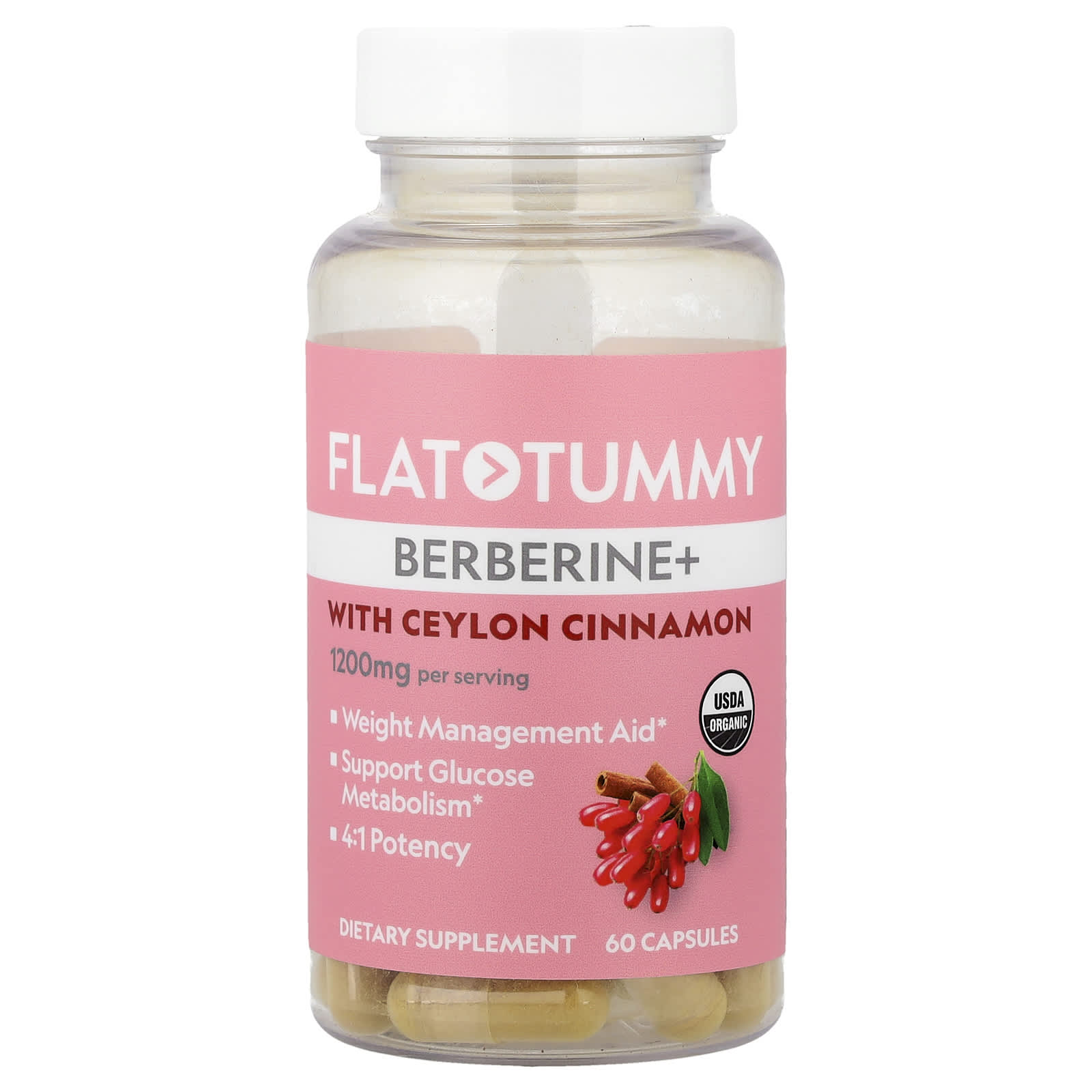 

Flat Tummy, with Berberine+ and Ceylon Cinnamon, 60 Capsules
