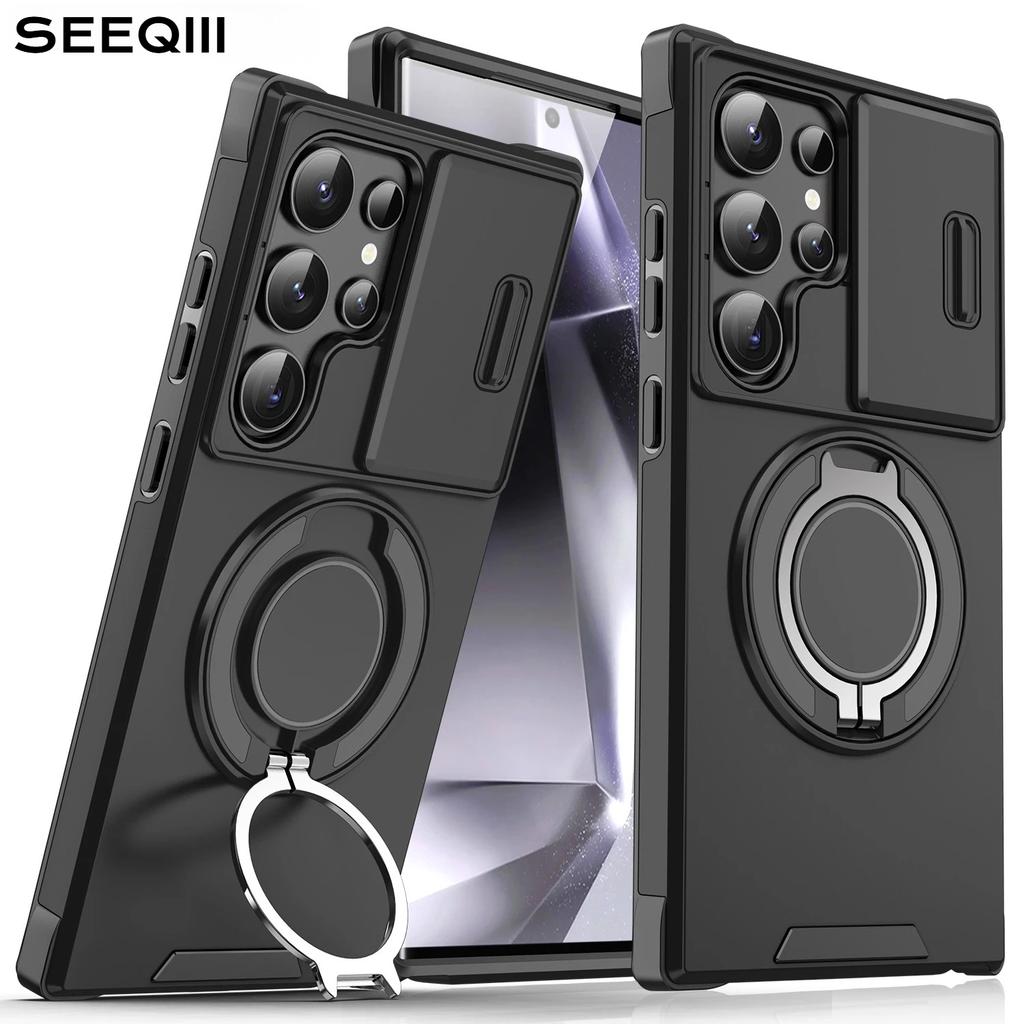 Case For Samsung Galaxy S26 S25 S24 S23 S22 S21 Ultra Plus S25FE S24FE S25Edge Magnetic Holder Slide Camera Protect Armor Cover