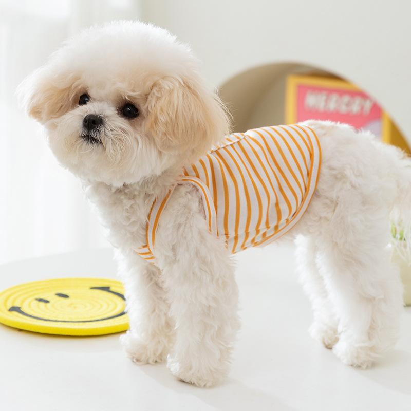 Summer Breathable Striped Suspender Thin Teddy Bigbear Two Feet Small and Medium Dog Puppy Cat Pet Dog Clothing