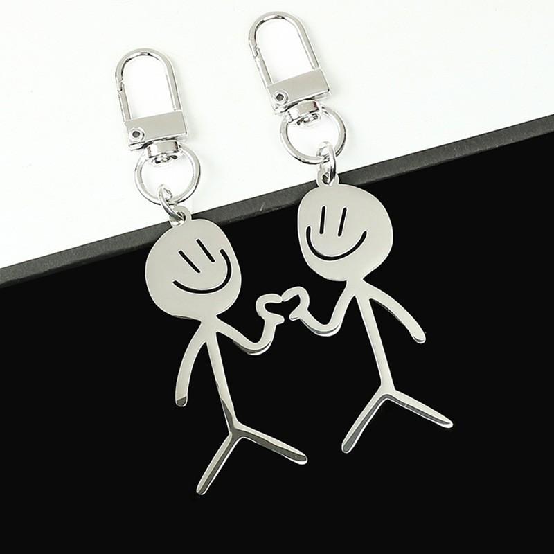 Ekskluzywne Stal nierdzewna Graffiti Postać z patyków Para Breloki Wisiorki, Duży Rozmiar
