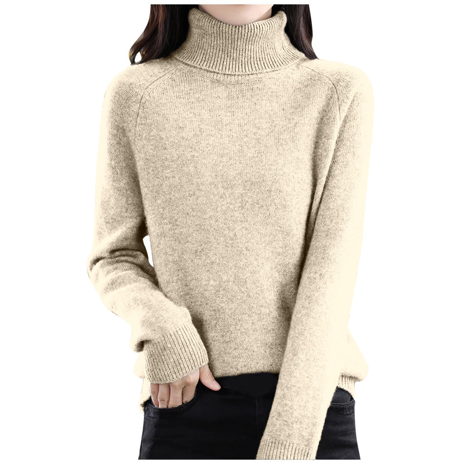 

Женский модный шерстяной свитер с длинными рукавами и вставкой на плечах, однотонный водолазка L бежевый