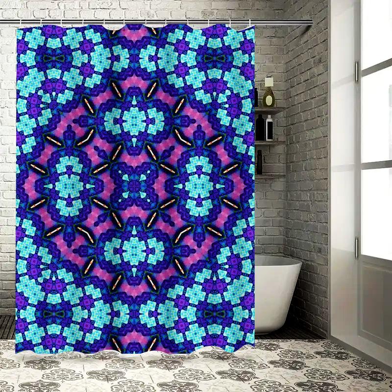 Blue Purple Green Bathroom Shower Curtain Waterproof Fabric Decorative Home Decoration 180X240cm (B)