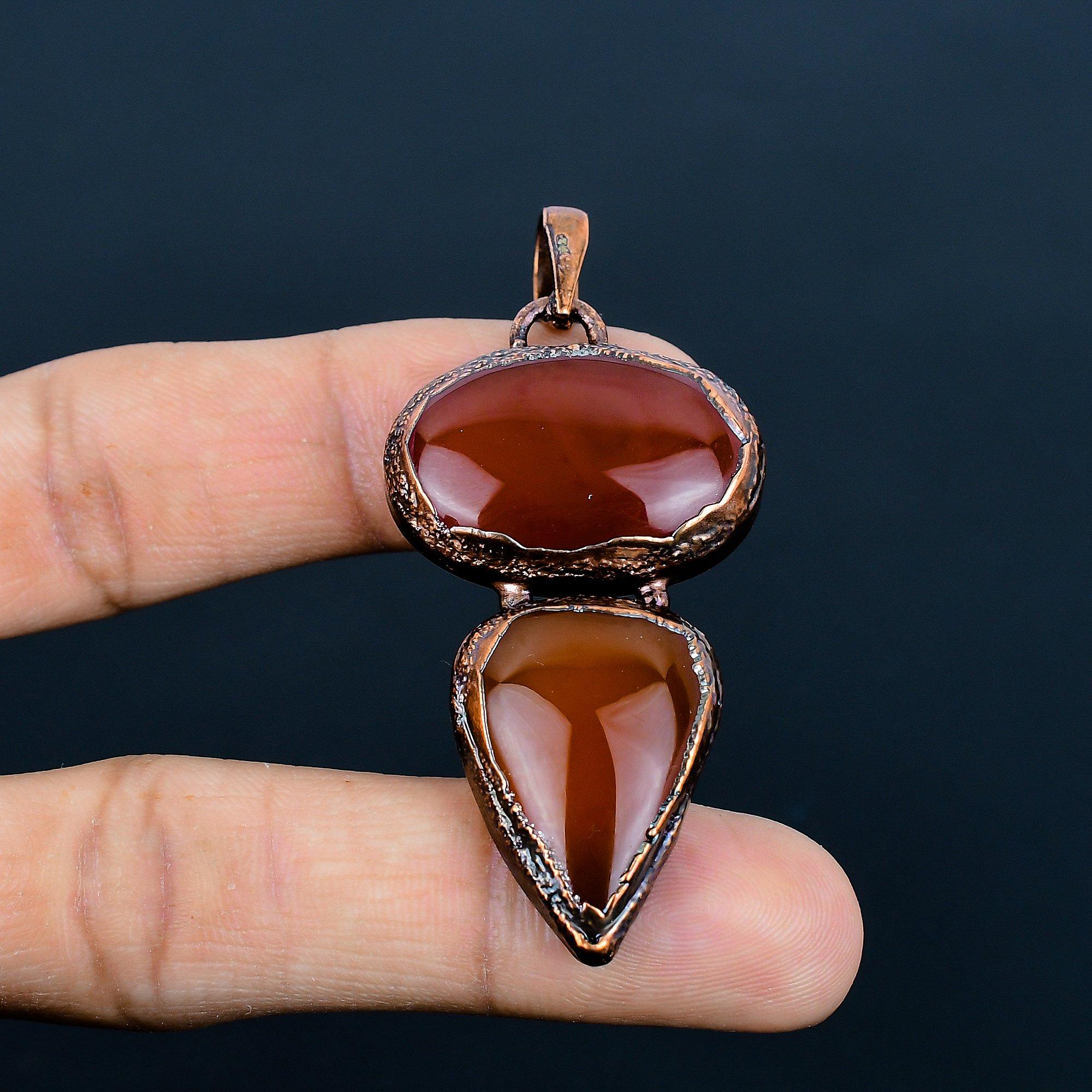 

Carnelian Copper Electroformed Pendant, Handmade Gemstone Pendant Jewelry, Gifts For Wife Brand New Pendant 2.55 Inches