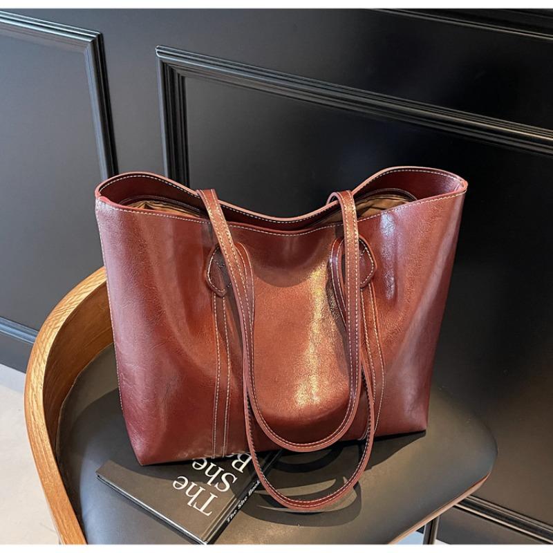 

Premium sense large-capacity tote bag autumn and winter popular shoulder bag large-capacity hand bag бордовый