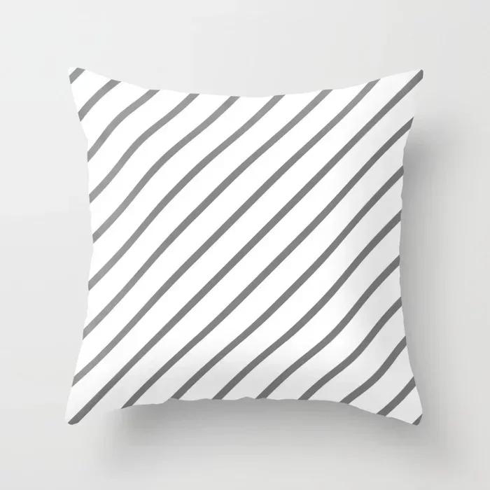 Modern Nodic Style Geometric Gray Pillowscase Polyester Grey Plaids Stripe  Cushion Covers Decorative Sofa Throw Pillows