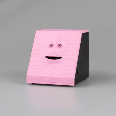 Tirelire en plastique originale électrique mangeuse de pièces de monnaie surface brique visage banque avec son pour enfants rose