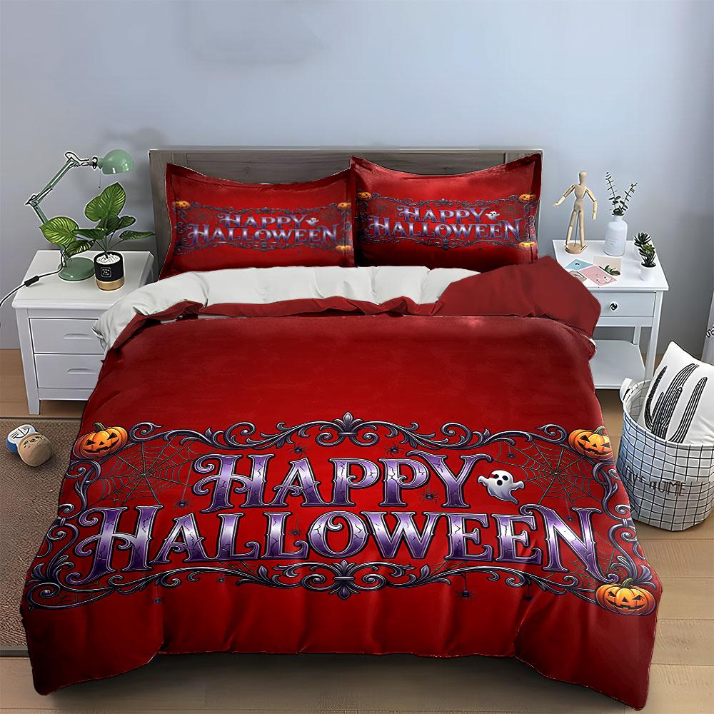 Happy Halloween Pumpkin Design Bedding Duvet Cover Set Duvet Cover Pillowcases (1*Duvet Cover 2*Pillowcases, without duvet insert)