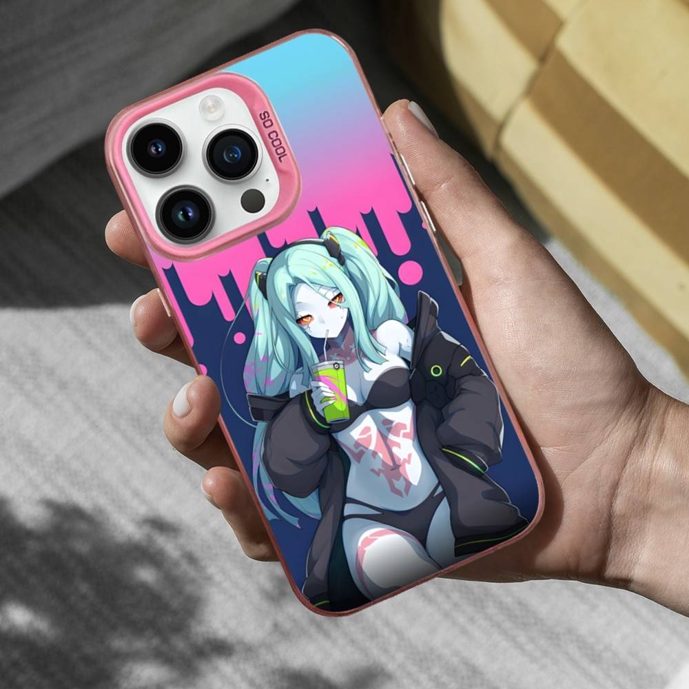 

Cute R-Rebecca C-Cyberpunk Phone Case For iPhone 16,15,14,17,13,12,11,Mini,Pro,SE,XS,MAX Pink Matte Silicone Cover iPhone13mini