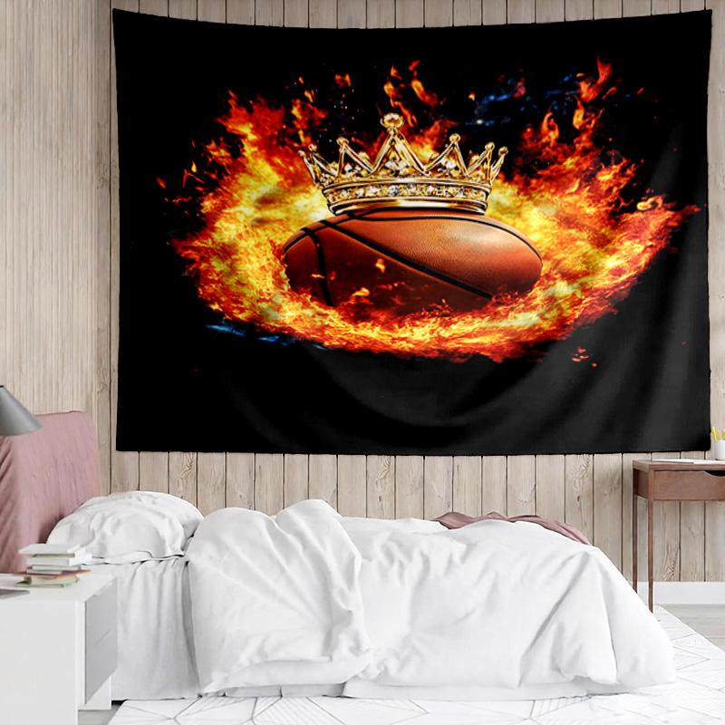 1PC Basketball Crown Fire Sport K-pop music group Tapestry Accessories for Bedroom,Livingroom, dormitory Room Wall Decor Fan Birthday Gifts