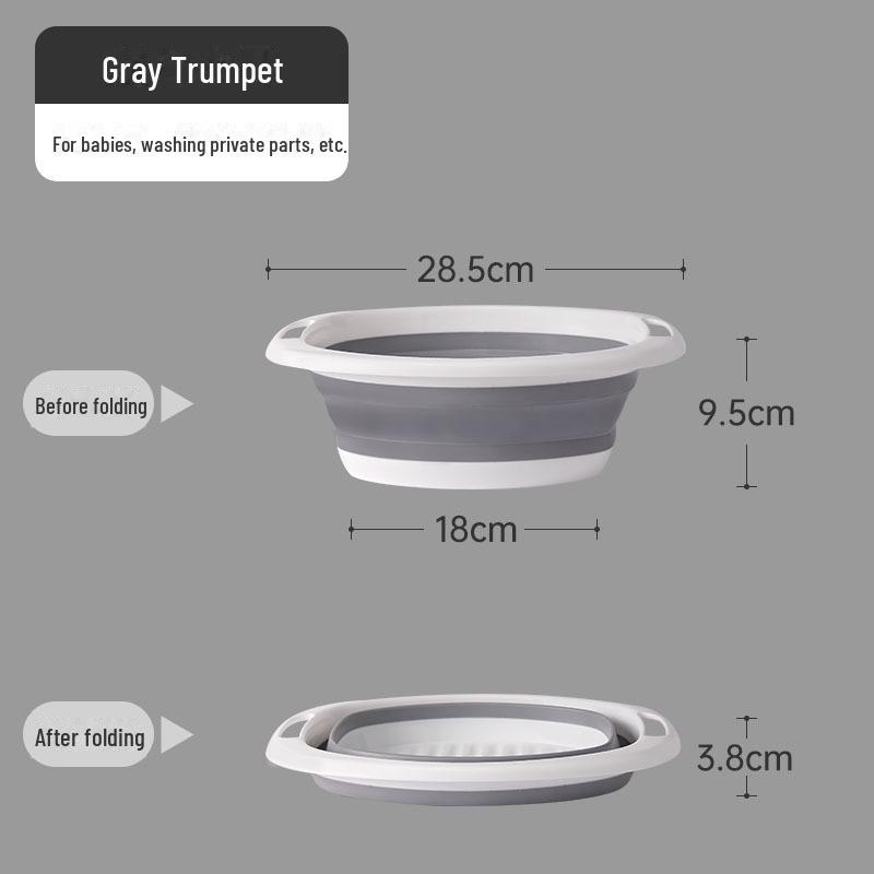 

Портативная складная силиконовая раковина: Увеличенная прачечная и ванна для ног для общежитий, дома и путешествий small серый